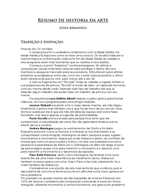Resumo Historia Da Arte | Download grátis PDF | Leonardo da Vinci ...