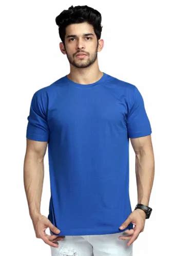 Cotton Plain Royal Blue T Shirt 180 Gsm Bio Wash At 180 Piece In