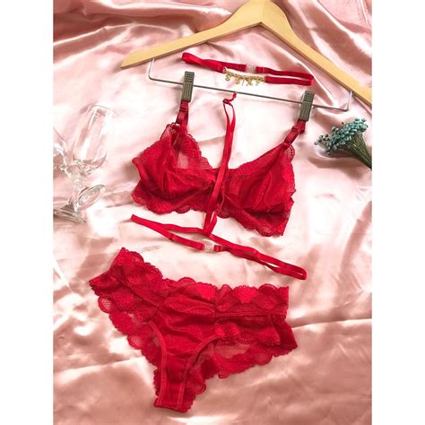 Conjunto Lingerie Renda E Tule Sexy Sensual Joana Shopee Brasil