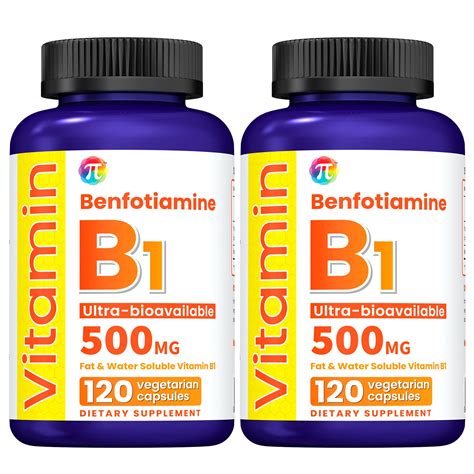 2 Pack Vitamin B1 500 Mg Thiamin Per Serving Supports Energy
