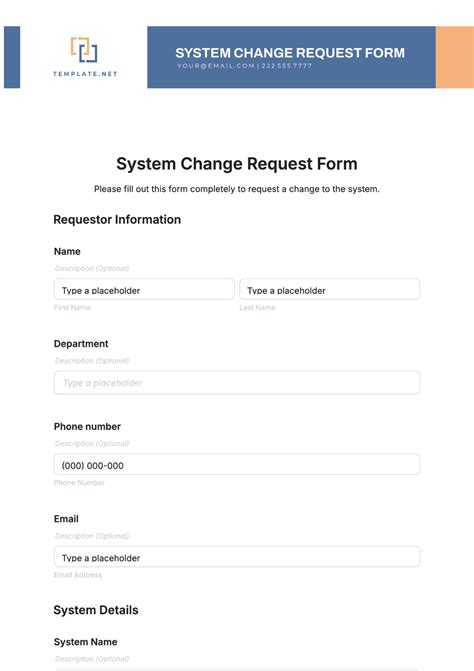 Free System Change Request Form Template Edit Online And Download