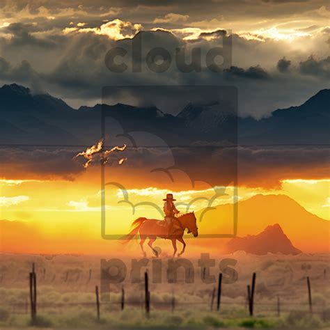 Cowboy Clouds Digital Paper Seamless Files Western Printable Art 