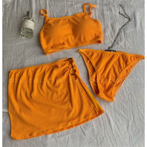 CieL swimwear Set bikini 3 mảnh vàng chanh cam cháy CieL ảnh thật Shopee Việt Nam