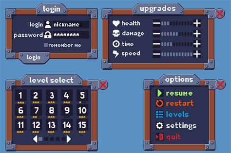 Pixel Art 2d Game Ui By Free Game Assets Gui Sprite Tilesets