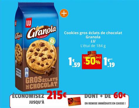 Promo Cookies Gros Clats De Chocolat Granola Lu Chez Coccinelle