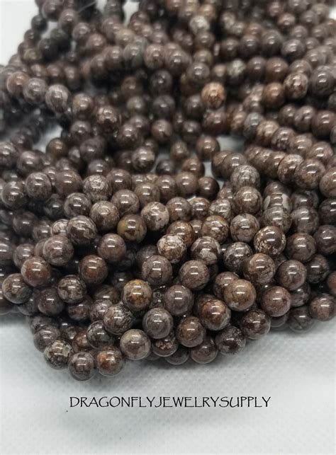 Strand Natural Snowflake Obsidian Beads Polished Strands Etsy