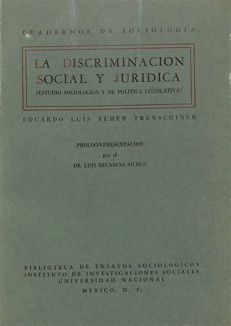 Repositorio Del Iis Unam La Discriminaci N Social Y Jur Dica Estudio