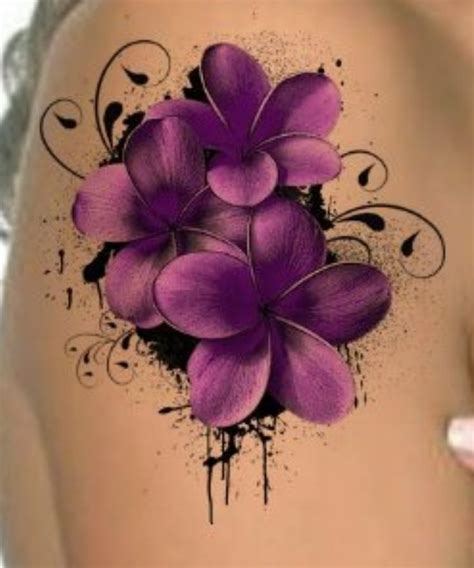 A Woman S Back With Purple Flowers Painted On It