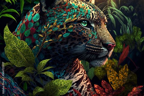 Jungle Leopard Jaguar Wallpaper Background Generative Ai Ilustração Do
