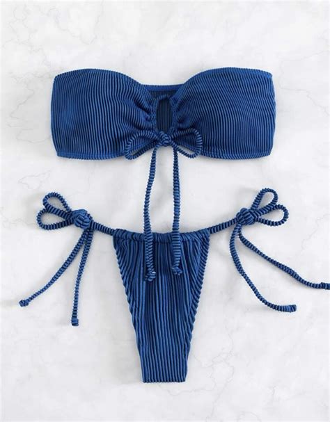 CONJUNTO BIKINI ACANALADO AZUL STONES
