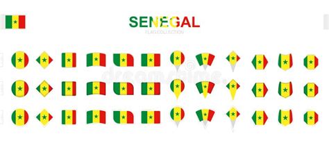 Large Collection Of Senegal Flags Of Various Shapes And Effects Stock