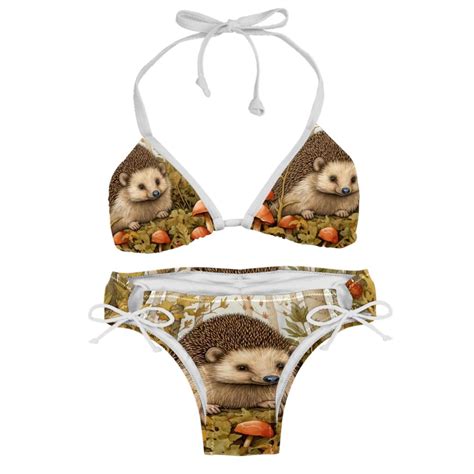 Hedgehog Women S Bikini Set With Detachable Sponge And Adjustable Strap