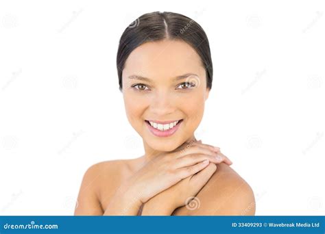 Smiling Bare Brunette Posing Stock Image Image Of Cheerful Freshness