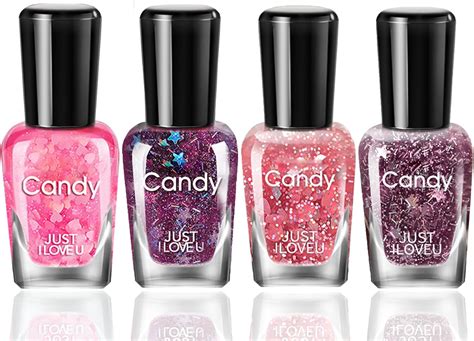 Glitter Nail Polish Nail Varnish 4PCS Glitter Pink Nail Polish Nude Nail Varnish Quick