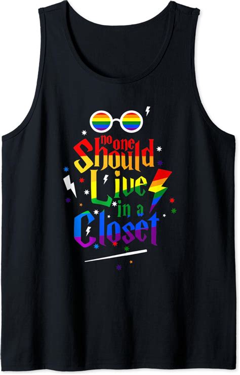 Amazon No One Should Live In A Closet Lgbt Gay Pride Tank Top Clothing Shoes Jewelry