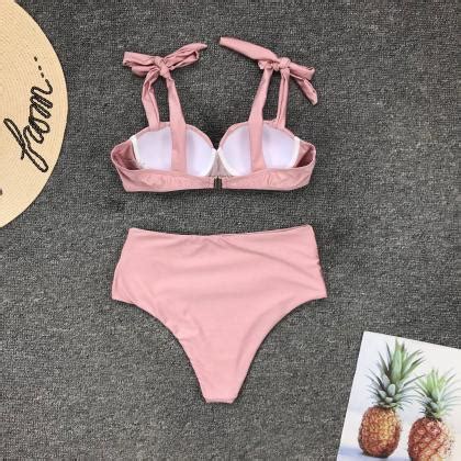 Solid Color Sexy Split High Waist Bikini On Luulla