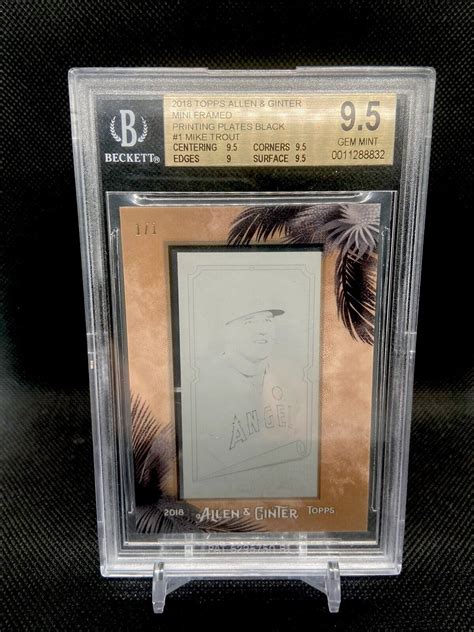 1 1 Mike Trout 2018 Topps Allen Ginter Mini Framed Printing Plates