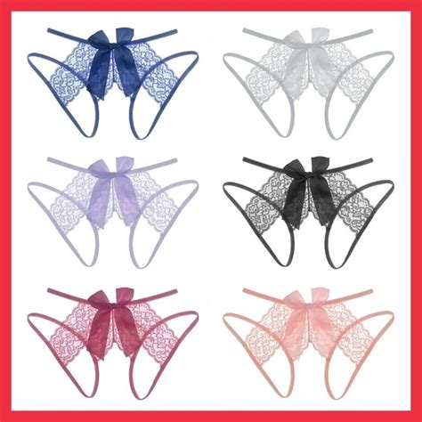 Hskmall Seluar Dalam Wanita Women Lingerie Panties Lace Thong Open Crotch G String Panties