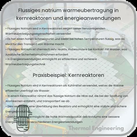 Flüssiges Natrium Wärmeübertragung in Kernreaktoren und Energieanwendungen