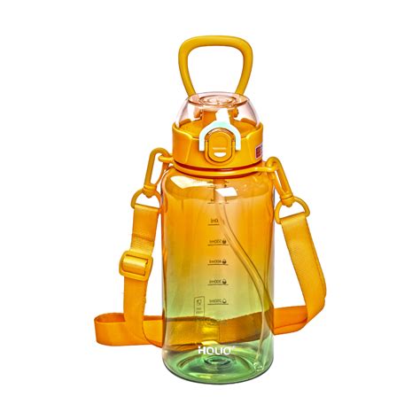 Бутылка для воды спортивная 1 л с мундштуком и ремешком, оранжевый ...