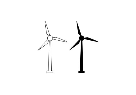 Silhouette Outlinr Wind Turbine Icon Set Isolated On White Background 8478911 Vector Art At Vecteezy