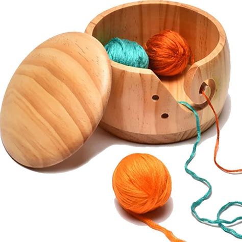 Wooden Yarn Bowl Yarn Bowls With Lid For Knitting Crochet Yarn Ball