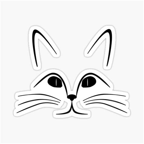 Cat Whiskers Cute Cat Face Sticker For Sale By Bonneydesigns Redbubble