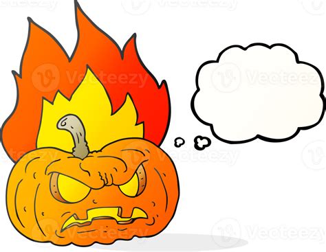 Drawn Thought Bubble Cartoon Halloween Pumpkin 45315056 Png