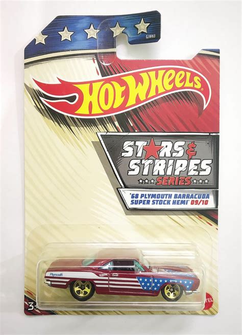 Hot Wheels 68 Plymouth Barracuda Super Stock Hemi Star And Stripes Series Maroon MINIATURE