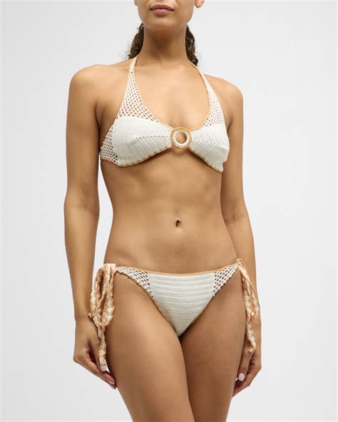 My Beachy Side Hand Crochet Two Tone Two Piece Bikini Set Neiman Marcus