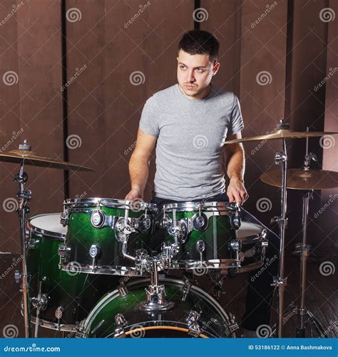 Guy Playing The Drums Stock Photo Image Of Beat Background 53186122