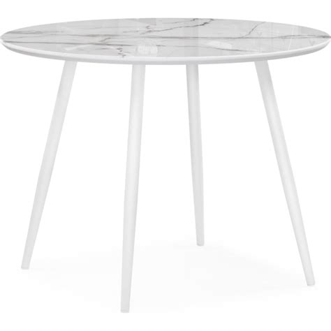 Стеклянный стол Woodville Абилин, 100x76 см, белый мрамор/белый 553557 ...