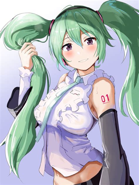 初音ミク「いまの全力で目標の絵柄に寄せて描いた初音ミクの絵です。 絵描きさんと繋がりたい」ふつうのイラスト