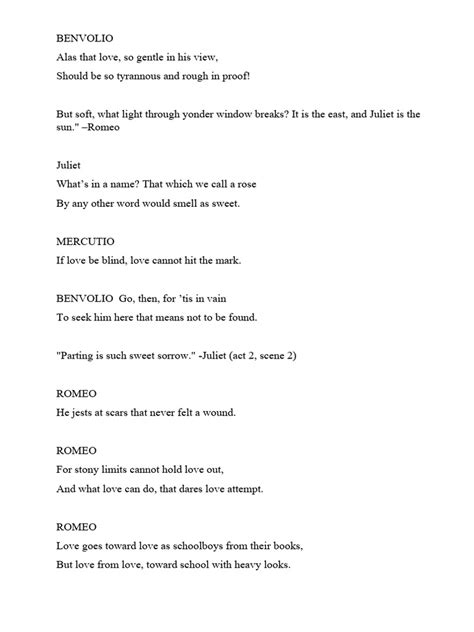 Romeo and Juliet Quotes | PDF