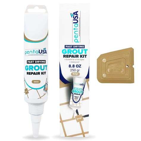 PentaUSA Tile Grout Repairs Renews - 8.8 oz Beige Grout Filler Tube
