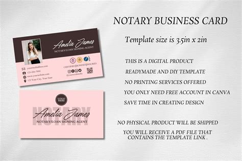 Notary Business Cardnotary Public Business Cardmobile Notary Business