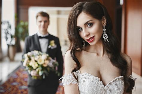 Premium Photo Beautiful And Busty Brunette Model Girl With Bright Makeup And Sexy Body In A