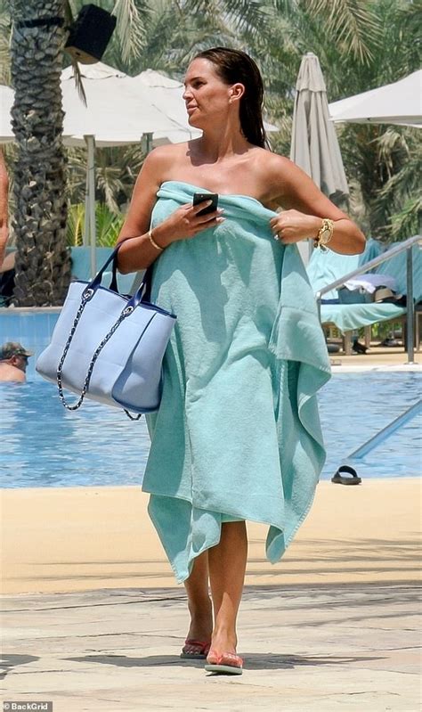 Danielle Lloyd Displays Her Slender Frame In Strapless Striped Bikini On Sun Soaked Dubai Break