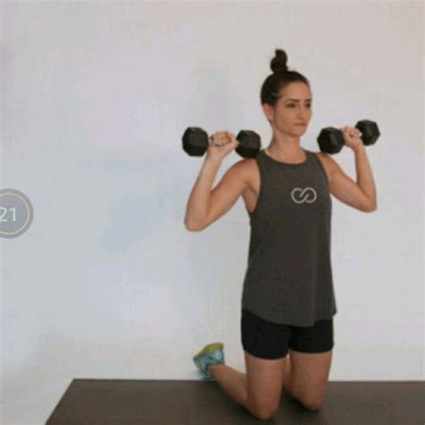 Kneeling Alternating Overhead Press By Sonia R Exercise How To Skimble