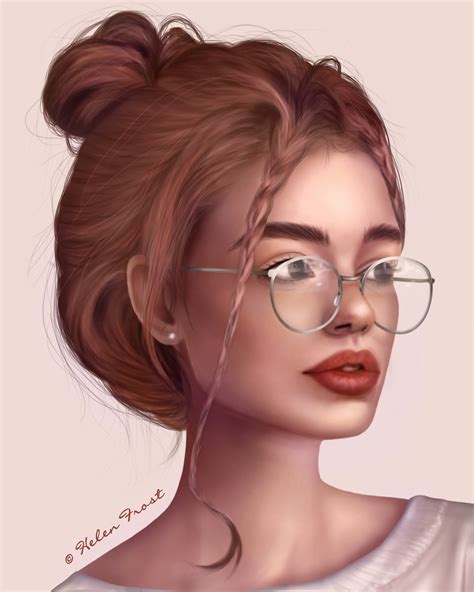 Artstation Cute Girl With Glasses