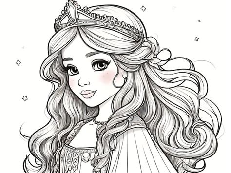 Вектор Маленькая принцесса для раскрашивания для детей изолированных ...