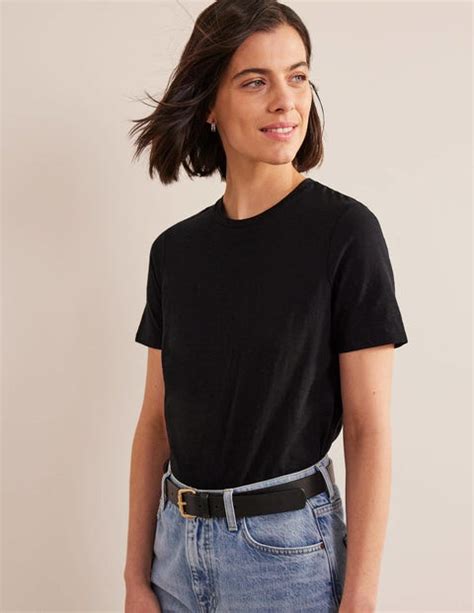 Cotton Crew Neck T Shirt Black Boden Eu