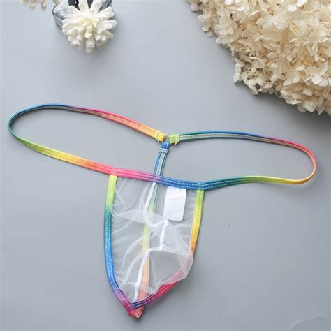 Men S Pouch Low Waist Briefs Thong Underwear Panties Mesh Lingerie Thin Strap EBay