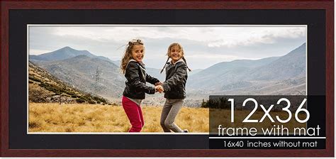 Amazon.com - 12x36 Frame with Mat - Brown 16x40 Frame Wood Made to ...