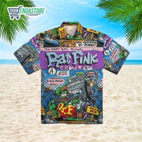 Vintage Rat Fink Rattail Hot Rod Hawaiian Shirt Fragrany