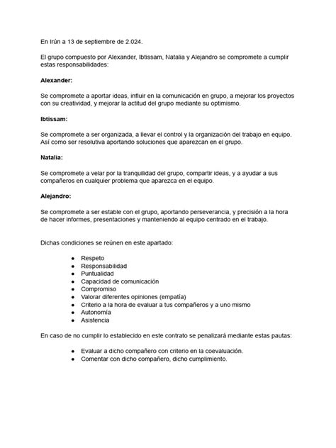 Contrato De Compromiso Pdf