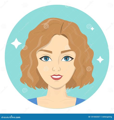 Mooi Vrouwenportret Met Krullend Haar Het Wijfje Van De Blonde Vector Illustratie Illustration