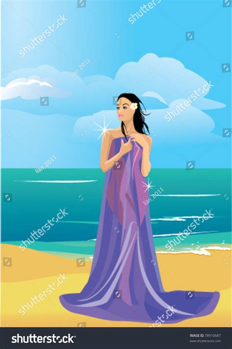 Beautiful Naked Woman Wrapped Towel On Stock Vector Royalty Free Shutterstock