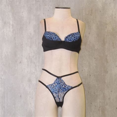 Conjunto Lingerie Preto E Azul Lingerie Feminina Segredo Lacrado