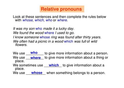 Relative Pronouns Relative Clauses